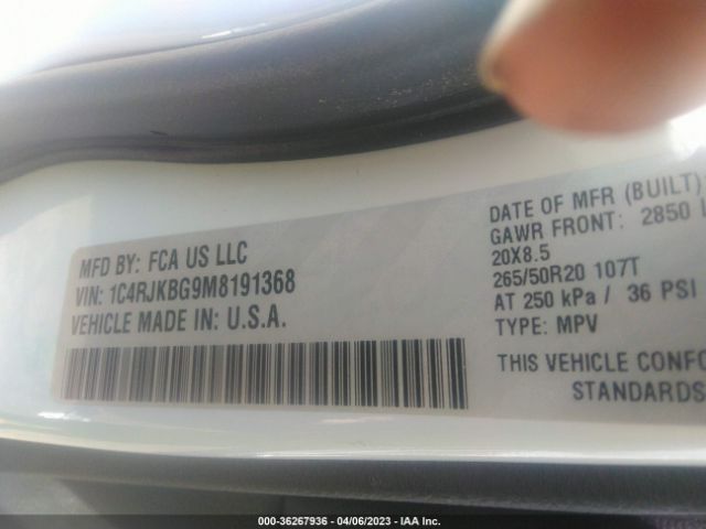 1C4RJKBG9M8191368 Jeep Grand Cherokee L Limited