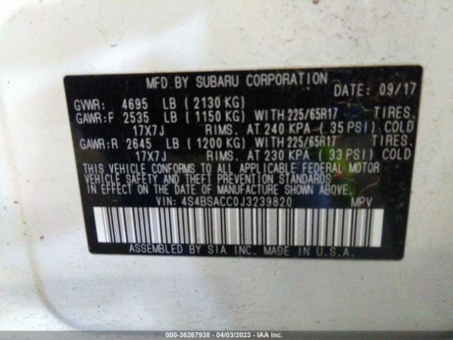 4S4BSACC0J3239820 Subaru Outback Premium