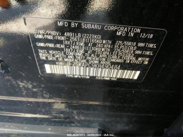 JF2SKAPC9KH490484 Subaru Forester Sport