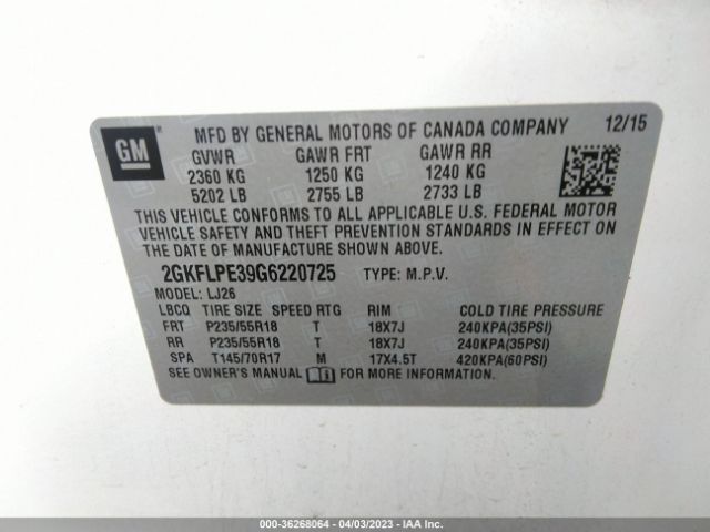 2GKFLPE39G6220725 GMC Terrain Slt