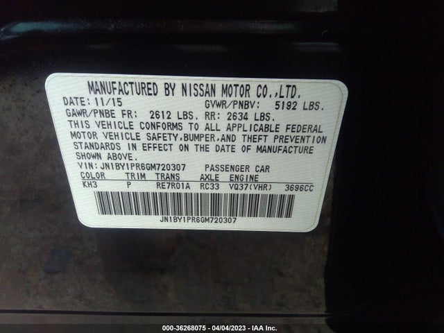 2016 Infiniti Q70, VIN: JN1BY1PR6GM720307