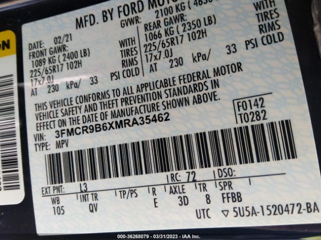 3FMCR9B6XMRA35462 Ford Bronco Sport Big Bend