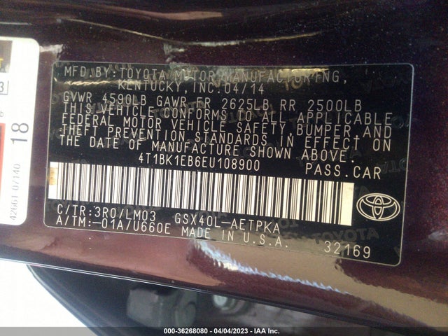 Toyota AVALON LIMITED 2014 4T1BK1EB6EU108900 Image 10
