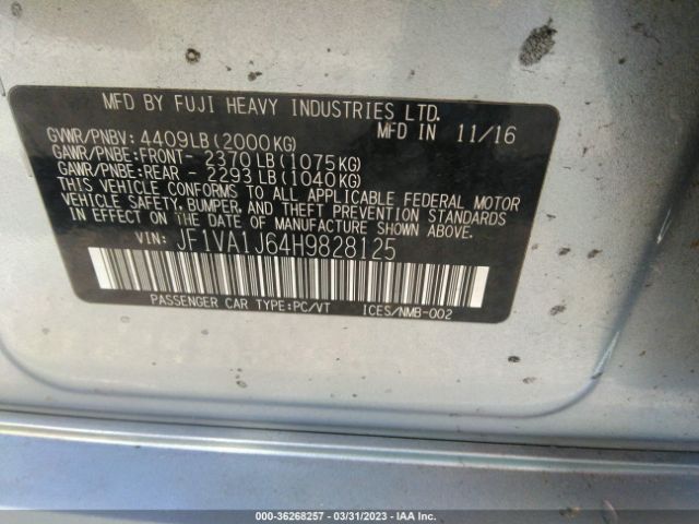 JF1VA1J64H9828125 Subaru Wrx Limited