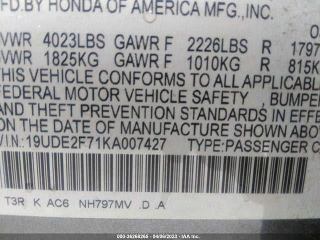 19UDE2F71KA007427 Acura Ilx Pkg