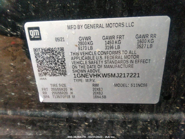 Chevrolet Traverse Lt Leather 2021 1GNEVHKW5MJ217221 Image 10