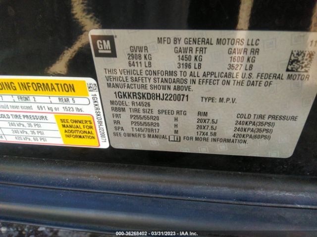 1GKKRSKD8HJ220071 GMC Acadia Limited Limited
