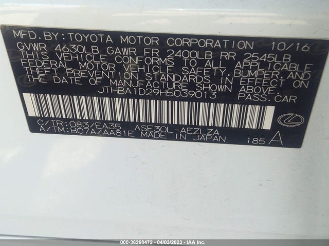 JTHBA1D29H5039013 Lexus Is Is Turbo