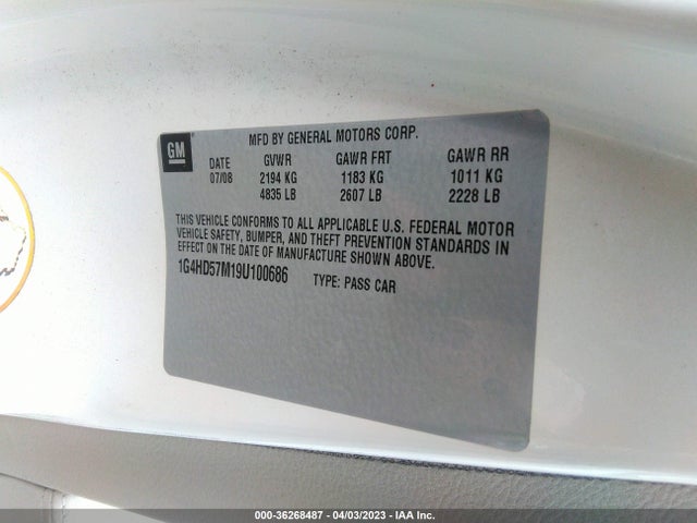36268487 :رقم المزاد ، 1G4HD57M19U100686 vin ، 2009 Buick Lucerne Cxl Special Edition مزاد بيع