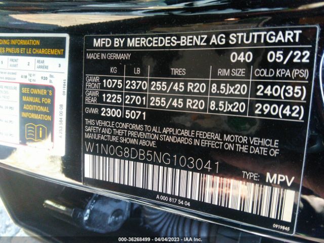 W1N0G8DB5NG103041 Mercedes-Benz Glc Glc 300