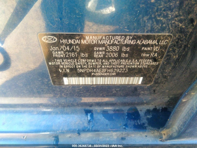 Hyundai ELANTRA SE 2015 5NPDH4AE8FH629223 Image 9