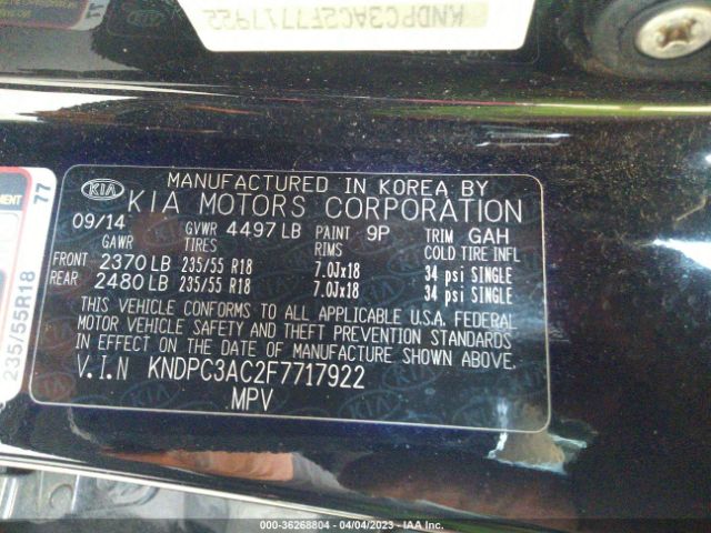KNDPC3AC2F7717922 KIA Sportage Ex