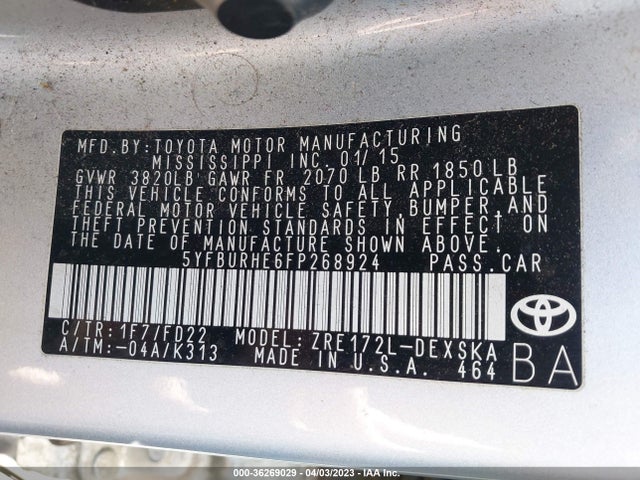 Toyota Corolla S 2015 5YFBURHE6FP268924 Image 9