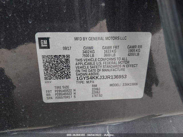 1GYS4KKJ3JR136953 Cadillac Escalade Esv Platinum
