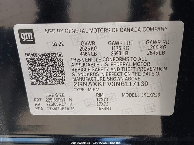 Chevrolet EQUINOX LT 2022 2GNAXKEV3N6117139 Image 9