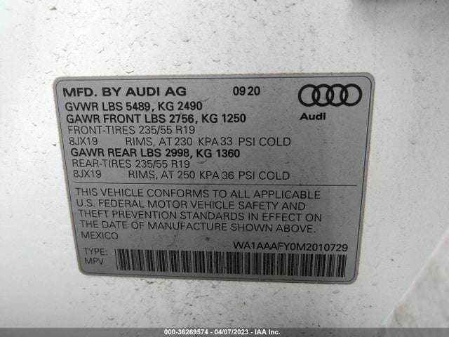 WA1AAAFY0M2010729 Audi Q5 PREMIUM