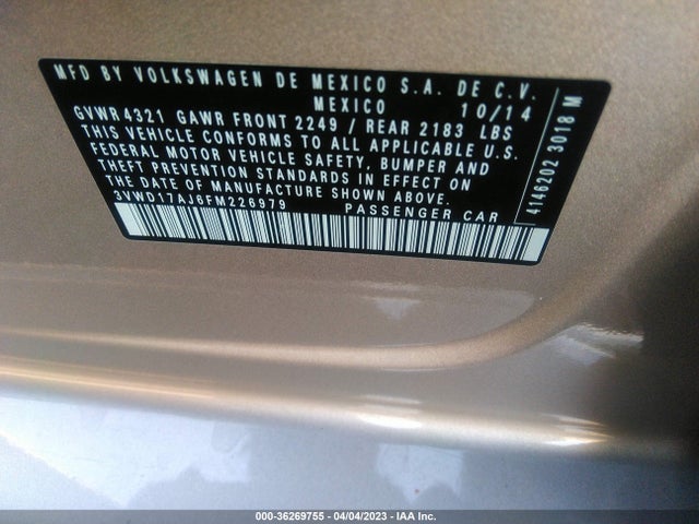 3VWD17AJ6FM226979 Volkswagen Jetta Sedan 1.8t Se