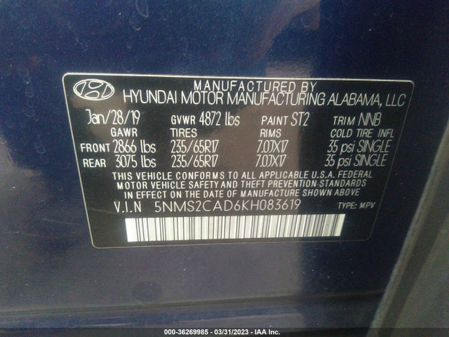 Hyundai Santa Fe Se 2019 5NMS2CAD6KH083619 Image 11