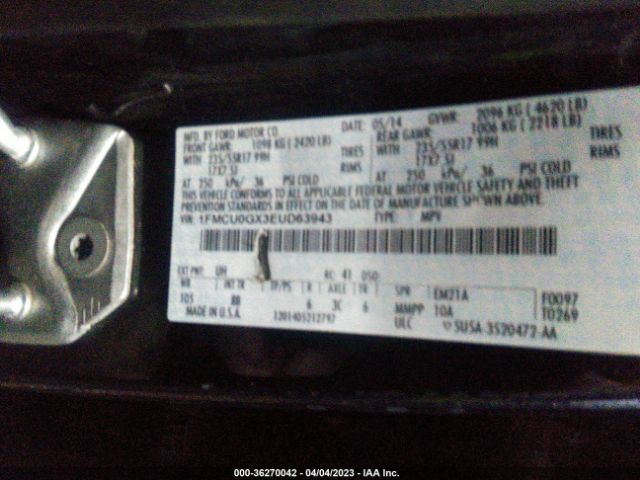 1FMCU0GX3EUD63943 Ford ESCAPE SE