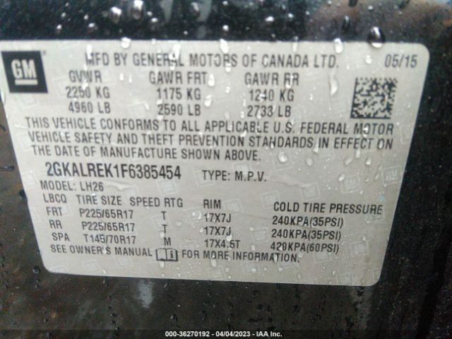 2GKALREK1F6385454 GMC Terrain Sle