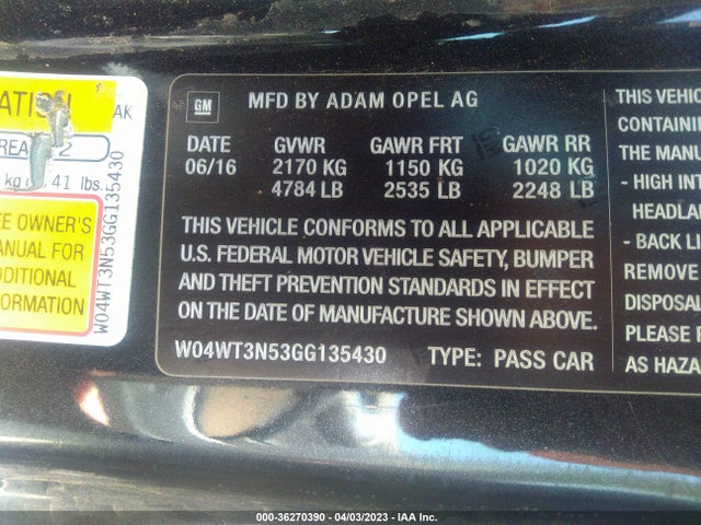 W04WT3N53GG135430 Buick Cascada Premium
