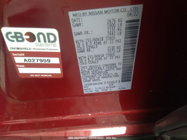 5N1DR3BA1NC250623 Nissan Pathfinder Sv