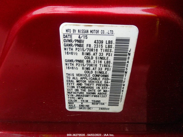 Nissan Rogue Select S 2015 JN8AS5MT1FW661207 Image 10