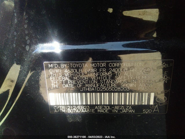 JTHBA1D25G5028203 Lexus IS 200T