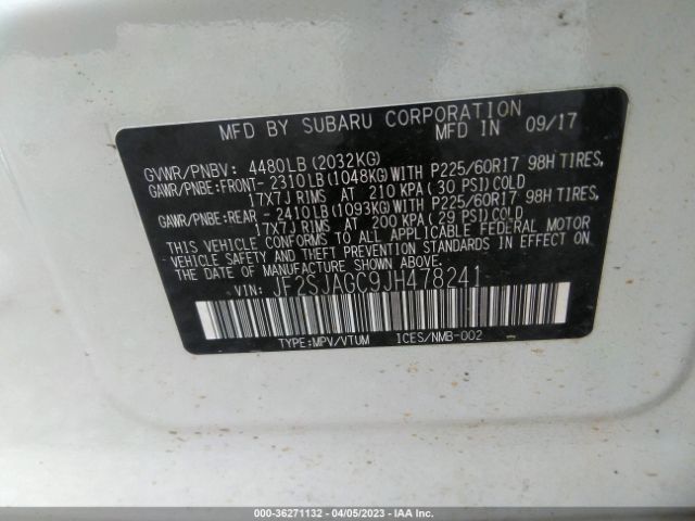 JF2SJAGC9JH478241 Subaru Forester Premium