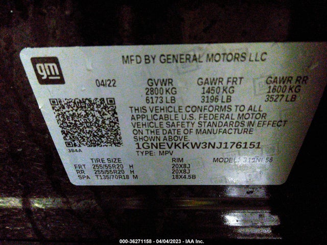 Chevrolet Traverse Premier 2022 1GNEVKKW3NJ176151 Image 9