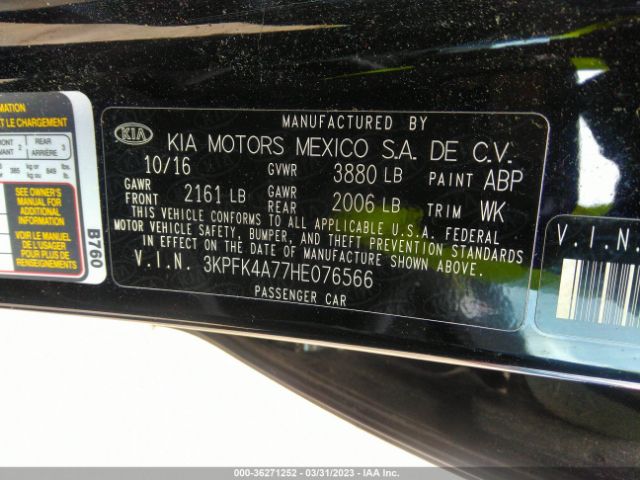 3KPFK4A77HE076566 KIA FORTE LX
