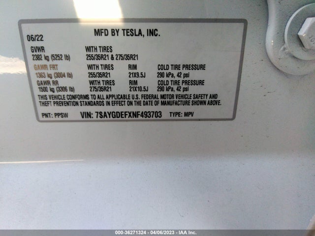 Tesla Model Y Performance 2022 7SAYGDEFXNF493703 Image 9