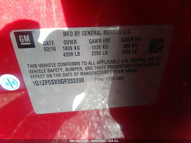 Chevrolet MALIBU LT 2016 1G1ZF5SX5GF233398 Image 10