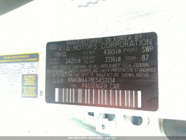 KNAGM4A78E5453134 KIA Optima Lx