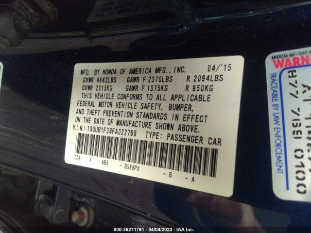 Acura TLX 2015 19UUB1F38FA022769 Image 9