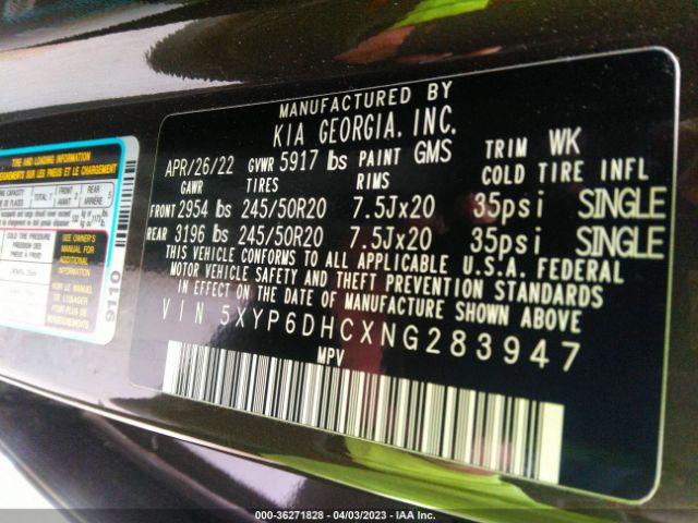 5XYP6DHCXNG283947 KIA Telluride S