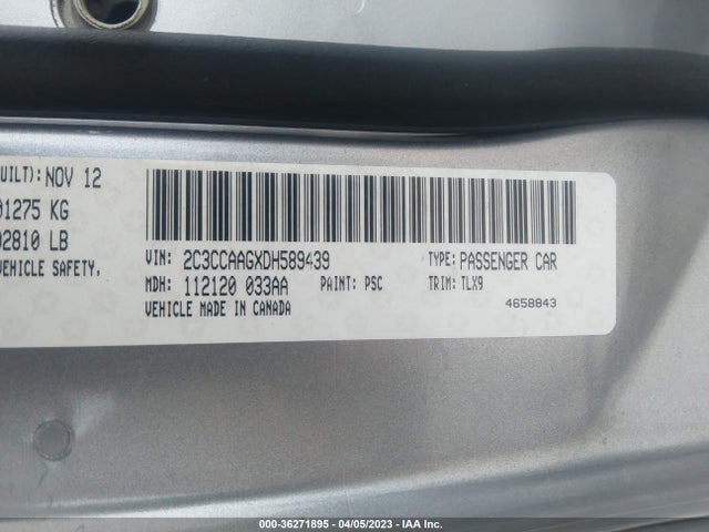 2013 CHRYSLER 300 VIN: 2C3CCAAGXDH589439