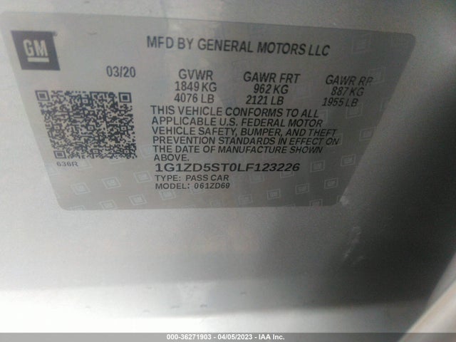 Chevrolet MALIBU LT 2020 1G1ZD5ST0LF123226 Image 9