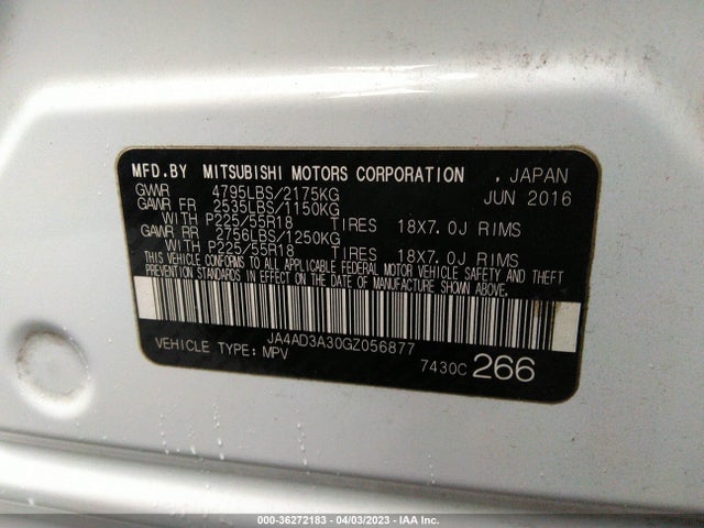 JA4AD3A30GZ056877 Mitsubishi Outlander Se/sel