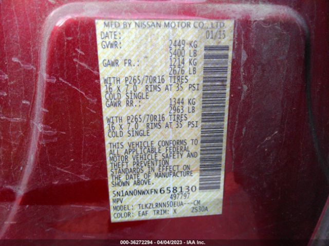 5N1AN0NWXFN658130 Nissan Xterra S