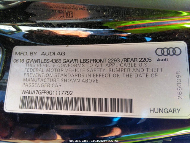 WAUA7GFF9G1117792 Audi A3 1.8t Premium
