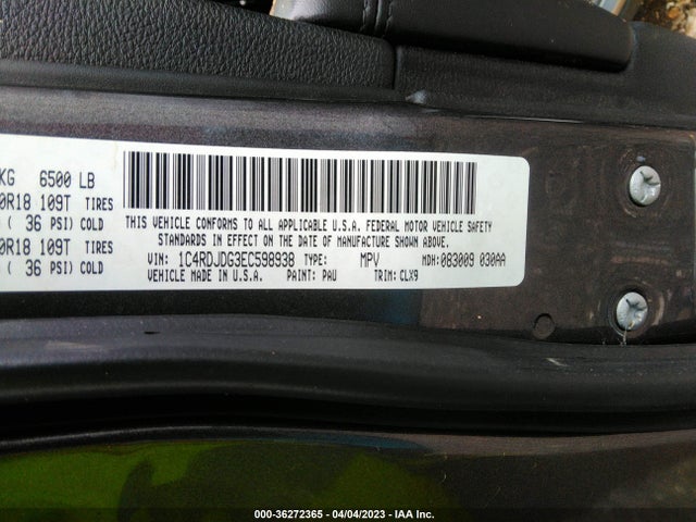 Dodge DURANGO LIMITED 2014 1C4RDJDG3EC598938 Image 11