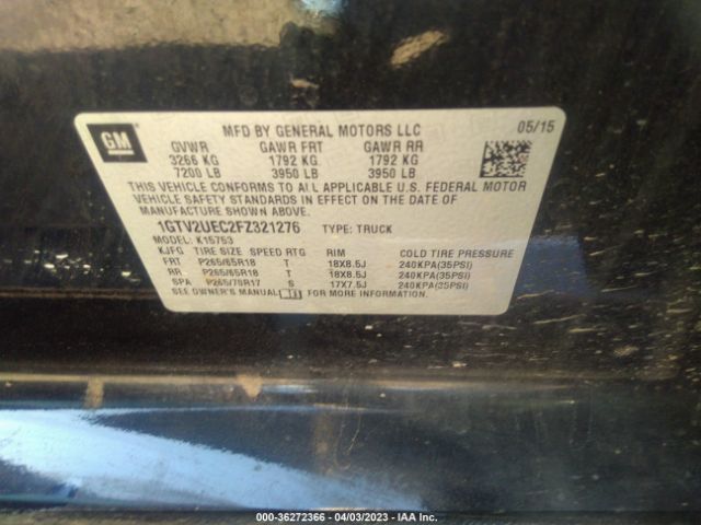 1GTV2UEC2FZ321276 GMC Sierra 1500 Sle
