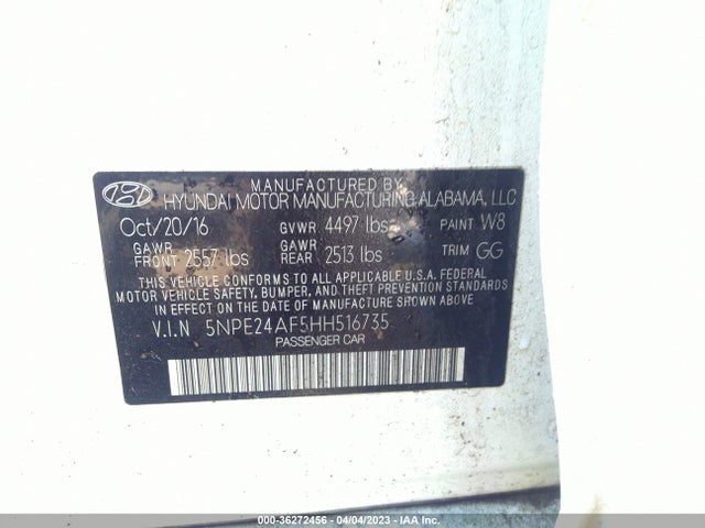 Hyundai Sonata 2017 5NPE24AF5HH516735 Image 9