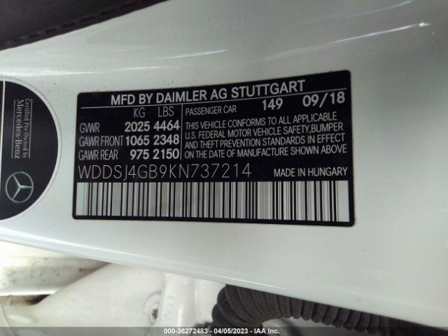 WDDSJ4GB9KN737214 Mercedes-Benz Cla Cla 250