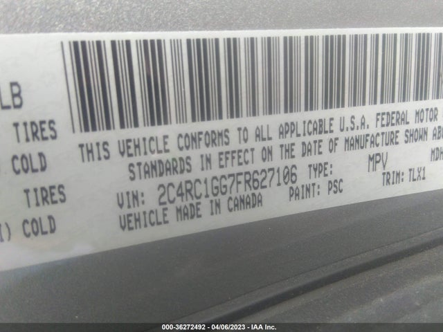 2C4RC1GG7FR627106 Chrysler Town & Country Limited Platinum