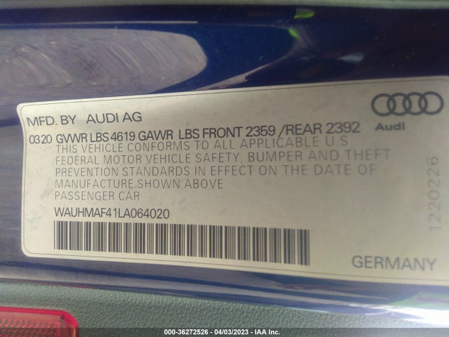 WAUHMAF41LA064020 Audi A4 Premium Plus