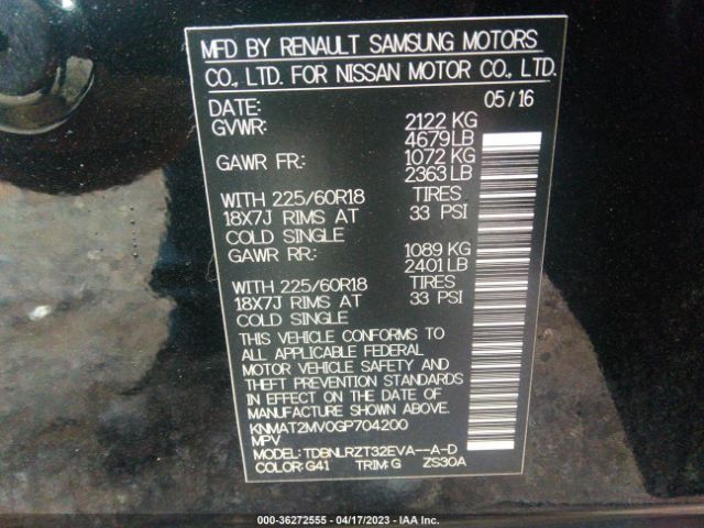 KNMAT2MV0GP704200 Nissan Rogue Sl