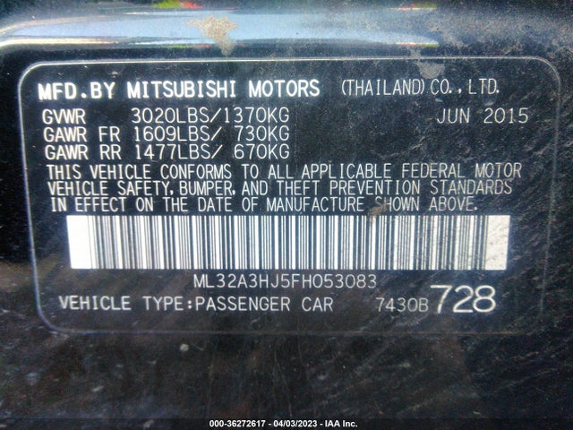 ML32A3HJ5FH053083 Mitsubishi Mirage De/rf