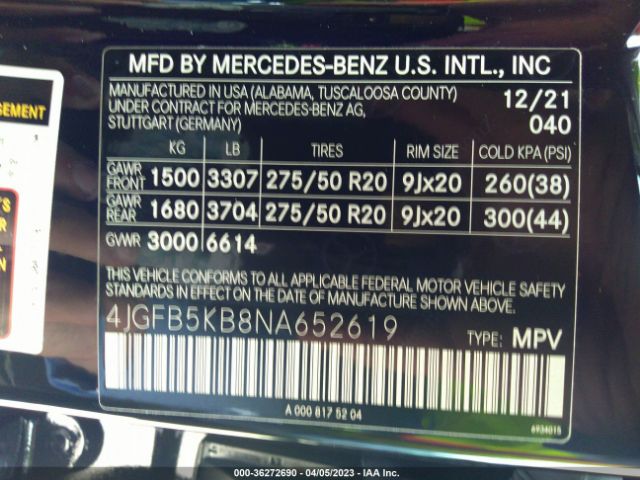4JGFB5KB8NA652619 Mercedes-Benz Gle Gle 450